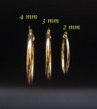 14K Real Gold Hoop Earrings,2.2mm Thickness,30mm-52mm Gold Hoop Earrings