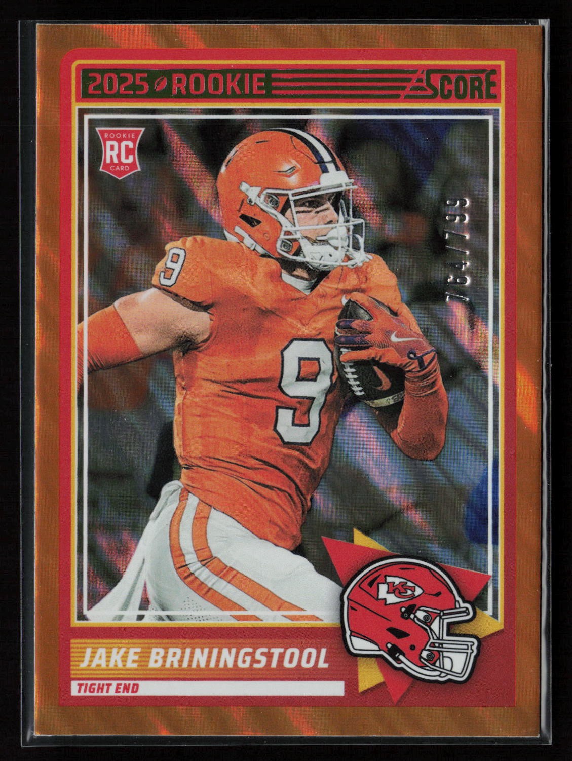 2025 Score #74 Jake Briningstool 764/799 Lava Auto Rookie Football Card