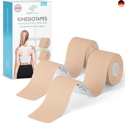 Health Press Kinesiotapes ? 2 Rollen Kinesiologie Tape Sport Beige + Beige (5cm