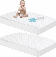 2 Pack Waterproof Mini Crib Mattress Protector, Quilted 24"x38" Fitted Mattress