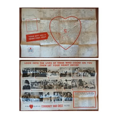 WWII Dayton OH Community War Chest MAP Poster c.1943 45 | Large 24x36 | Original