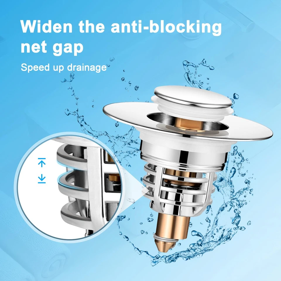 Bonde de Lavabo Amélioré 2 Pièces, Bouchon Baignoire Universel avec 2 Joints,... - Photo 3/4