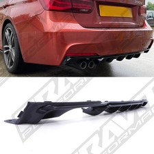 REAR DIFFUSER TWIN EXIT GLOSS BLACK SPLITTER FOR BMW 3 SERIES F30 320 330 13-18