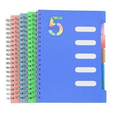 5 Subject Notebook, 4 Pcs 4 Color 10 Inch x 7 B5 Spiral Notebook 4