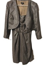 NEW Tahari By Arthur Levine 2 Piece Metallic Formal Dress With Jacket Size 12 