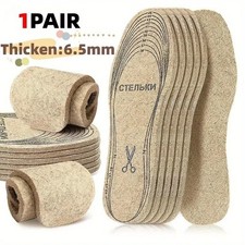 Wool Felt Insoles for Men and Women, Warm Shock-Absorbing Shoe Inserts, Soft The