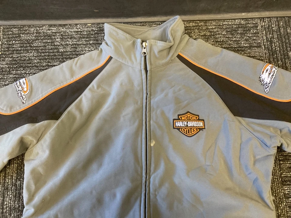 Chaqueta para mujer Harley Davidson naranja negra gris forrada de nailon con cremallera XL Foto 3 de 4