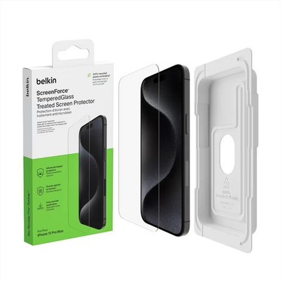 Belkin Tempered Glass Screen Protector iPhone 15 Pro 9H + Easy Align Tray