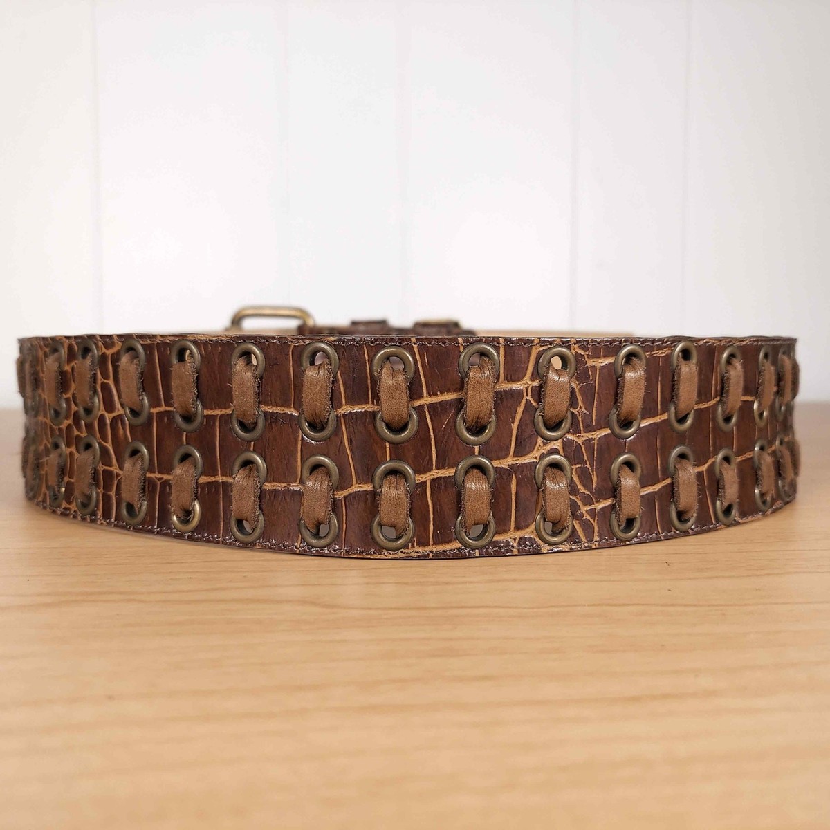 Leatherock Croc Emboss Women Hip Belt Brass Buckles Laced  display picture 1