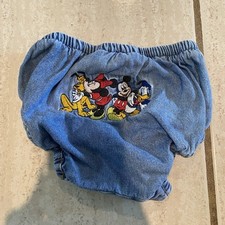 Vintage Disney Denim Bloomers 6Months Mickey Mini Pluto Donald Duck