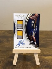 🔥2015-16 Immaculate #DPA-MTU Myles Turner Auto Dual Patch RPA Rookie RC SSP /75