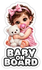 Baby on Board - Kind im Auto Autoaufkleber Fenster Sticker 15x8,5 cm Mädchen