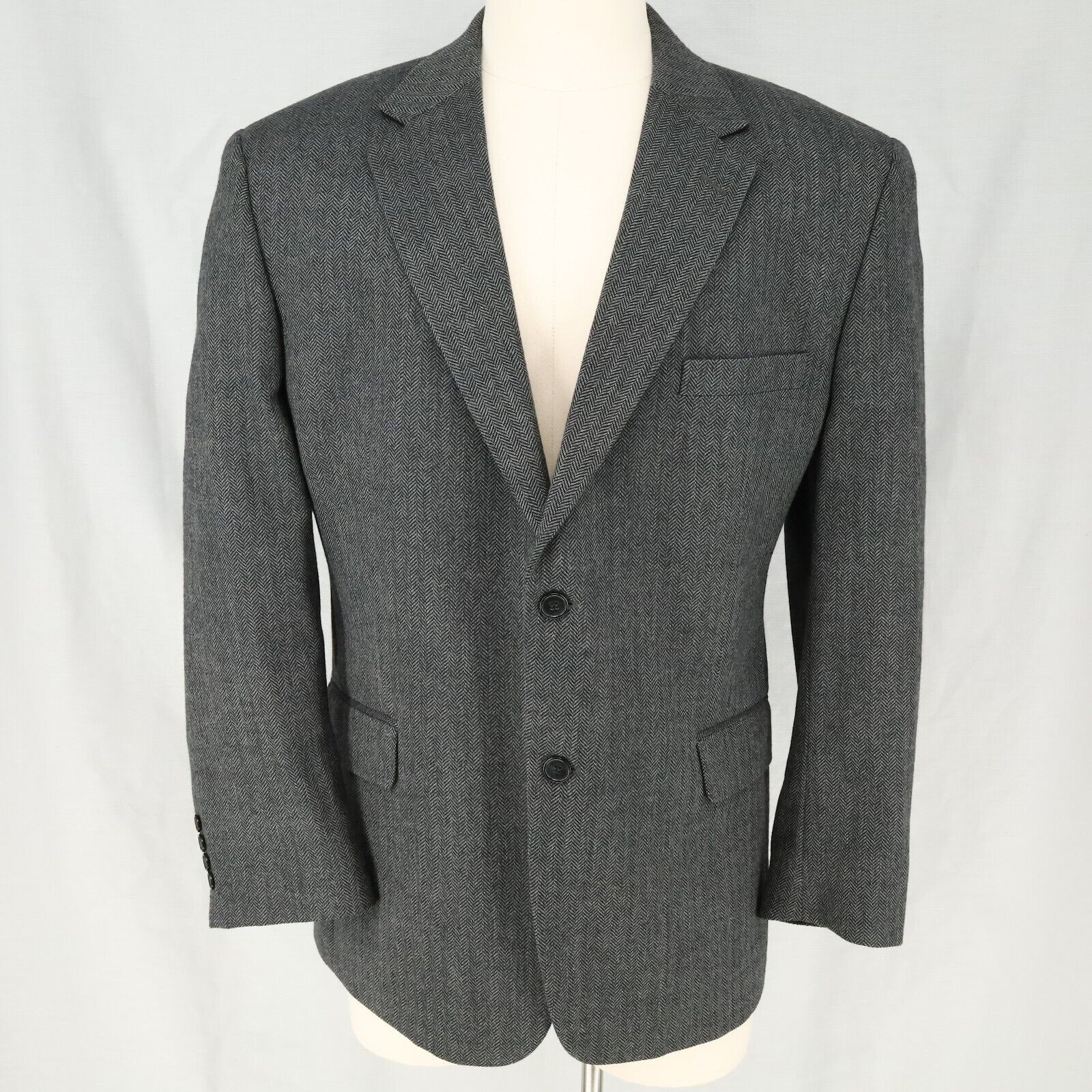 FILA Savile Row cappotto sportivo uomo 46R grigio spina di pesce lana di agnello giacca blazer