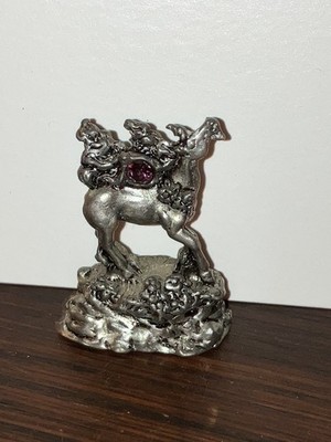 Vintage 1990 s Comstock CCI Pewter Figure - PONY / UNICORN WITH PURPLE CRYSTAL