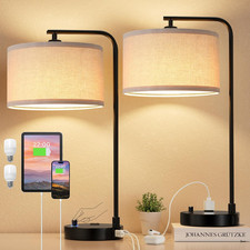 Bedside Table Lamps for Bedroom Set of 2-Dimmable Nightstand Lamps with USB Port