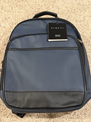 Bugatti Blue Twill and Vegan Leather 15.6 Laptop Backpack