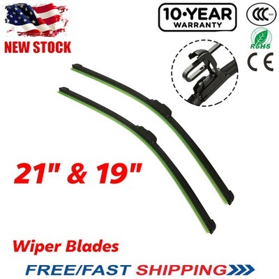 21'' + 19'' OEM Quality Bracketless Windshield Wiper Blades J-Hook Pair All Season