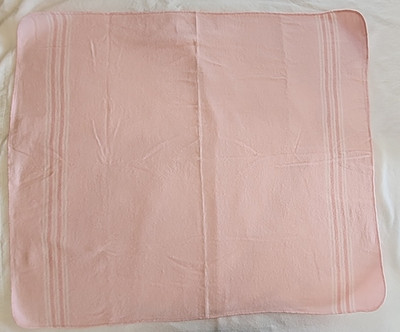 Vintage Flannel Baby Receiving Blanket Pink White Unbranded 32'' x 28''