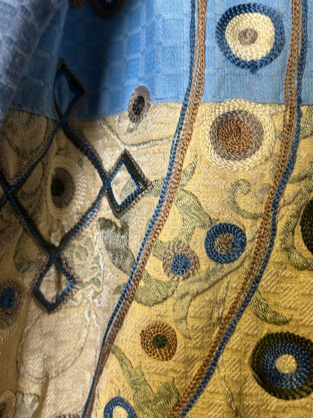 Indigo Moon Embroidered Patchwork Jacket Blue Gre… - image 6