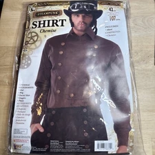 Adult's Mens Brown Steampunk Gentleman Shirt With Buttons Costume Accessory