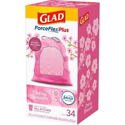 Glad ForceFlex 13-Gallons Pink Plastic Kitchen Drawstring Trash Bag  (45-Count) at