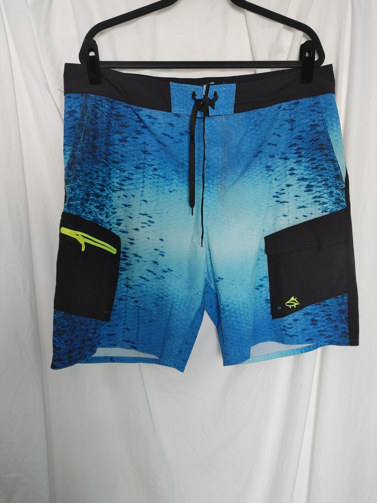 LOCO SKAILZ Board Shorts Mens Blue Fishing Swim Trunks Size 40 Multi
