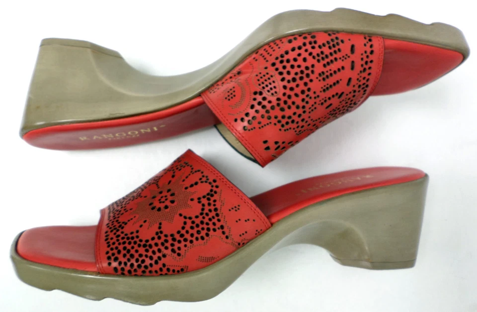 Nuevo RANGONI Talla 6.5 Rojo Slide Sandalias Zapatos 6 1/2 Foto 4 de 4