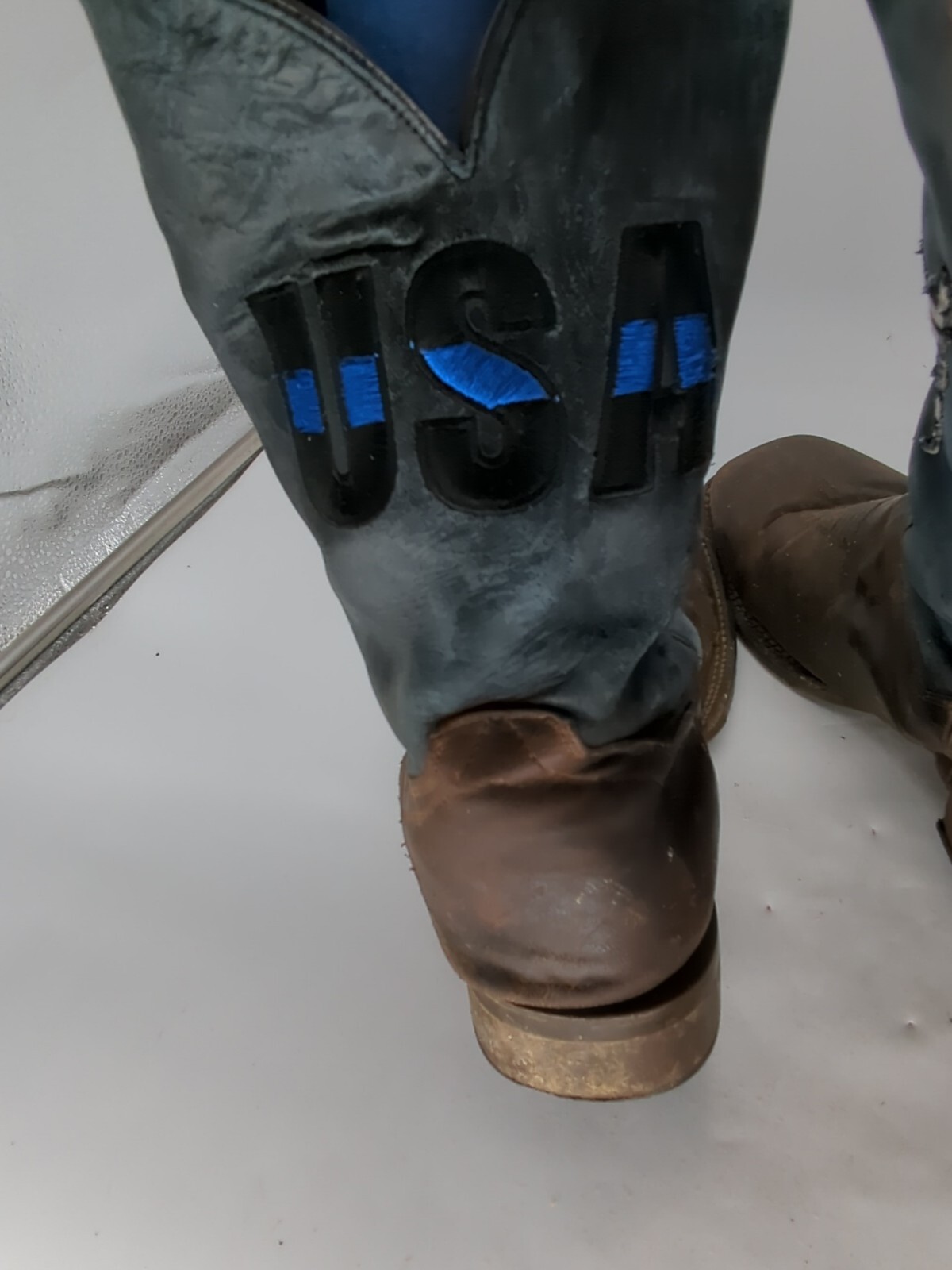 Dan Post Thin Blue Line Flag Patch USA Cowboy Boo… - image 4