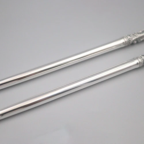 Palillos de plata fina real 999 mango de dragón y fénix palillos saludables - Imagen 10 de 24