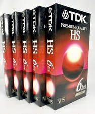 TDK Premium Quality HS 6 Hours T-120 HS Blank VHS VCR Tapes NEW Sealed - Lot 5