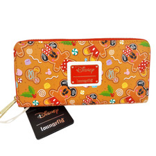 Cartera Loungefly Disney Mickey & Minnie Pan de Jengibre Vacaciones Cremallera Alrededor