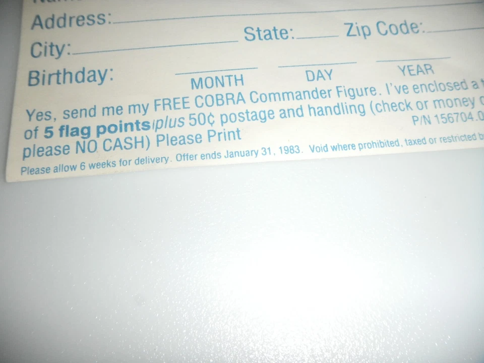 1982 Бесплатная фигурка Cobra Commander v1 Order Form Vintage G.I. GI Joe лот 3,75 ARAH - Изображение 2 из 4