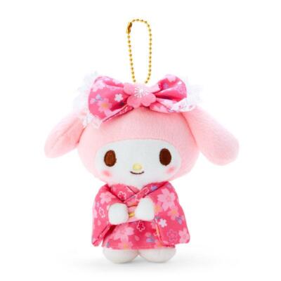 My Melody Plush Mascot Holder Keychain Kimono Sakura Sanrio Japan