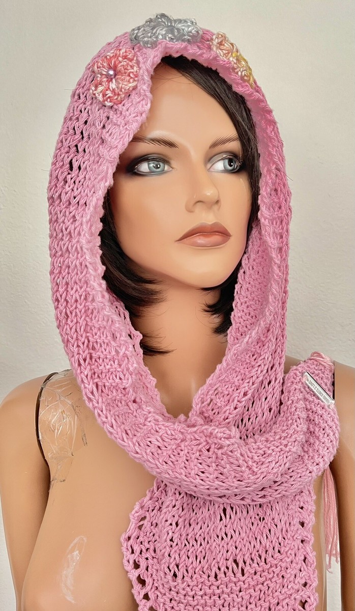 Hand Knits 2 Love Cotton Bandana Scarf Cap Floral Hand Knits 2 Love Cotton Bandana Scarf Cap Flowers Beads  main image 3