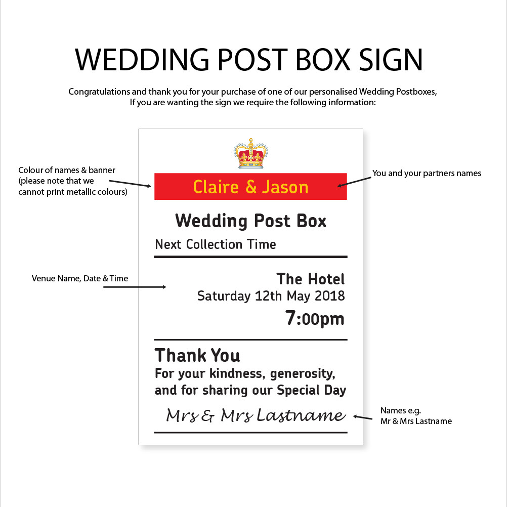 Wedding Mail Post Box - Royal Mail Reception Post & Cards Personalised ...
