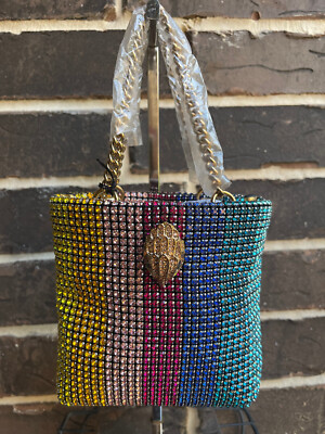 NWT Kurt Geiger London Multi Color CRYSTAL RHINESTONE MINI DRENCH PARTY TOTE