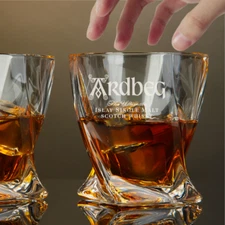Ardbeg Twisted Whiskey Glass 10 OZ Old Fashioned Laser Engraved Rock Glass New