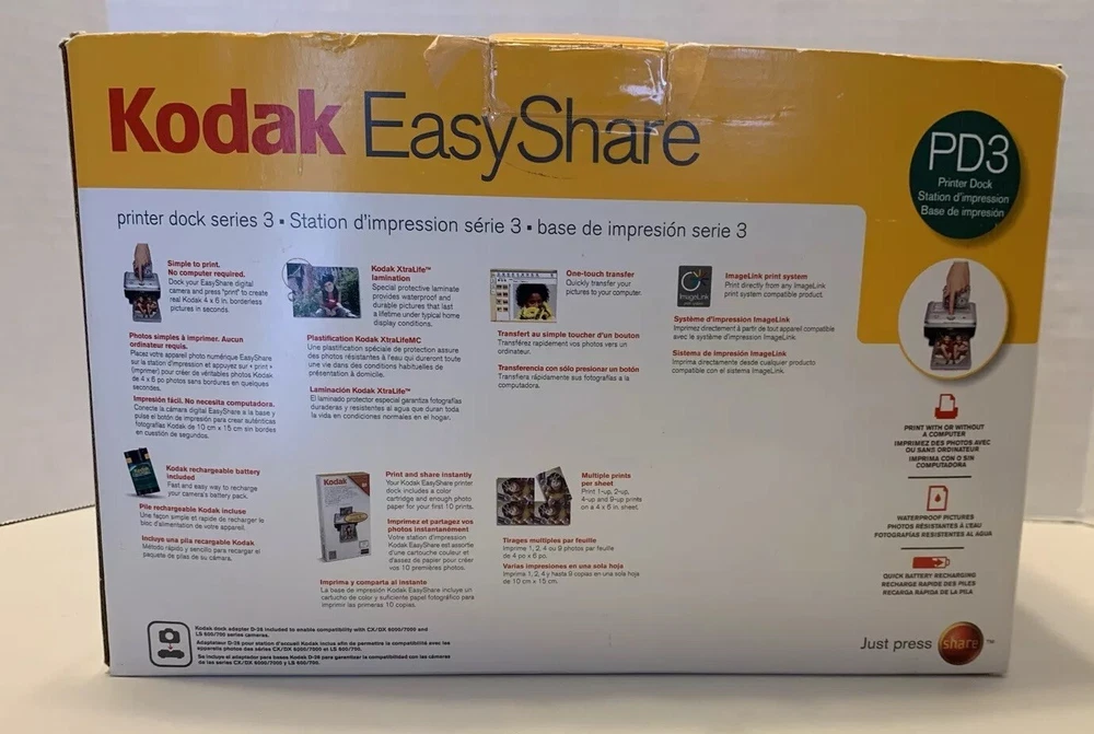 Kodak Easy Share Digital Photo Printer Dock Series 3 w/ Power Supply Bundle