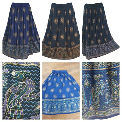 Party Pailletten Rock Boho Pfau Bollywood Tanz formell schick lang normale Größe