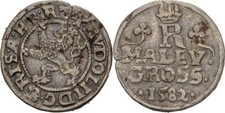 RDR Bohemia Prague Maly Groschen 1582 Rudolph II, 1576-1612 Original Coin #VK141