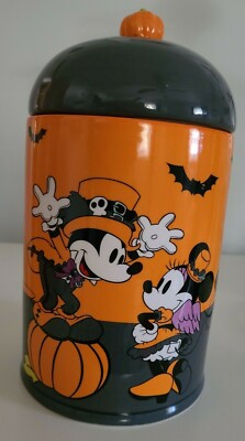 Disney HALLOWEEN Mickey Minnie Goofy Pluto Donald Daisy Canister Cookie Jar EUC