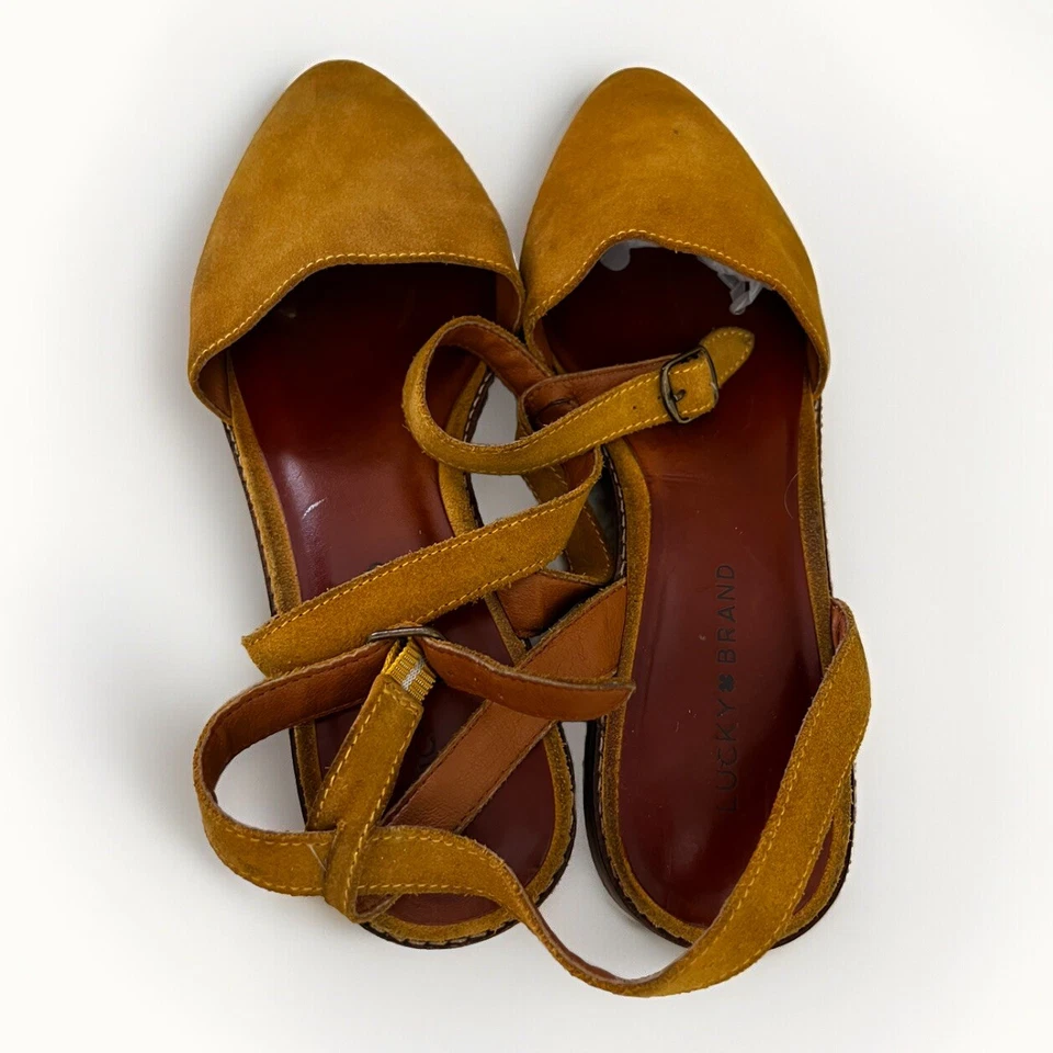 Lucky Brand Golden Mustard Womens Ankle Slingback Mule Style Shoes Size 9.5M - Imagem 4 de 4