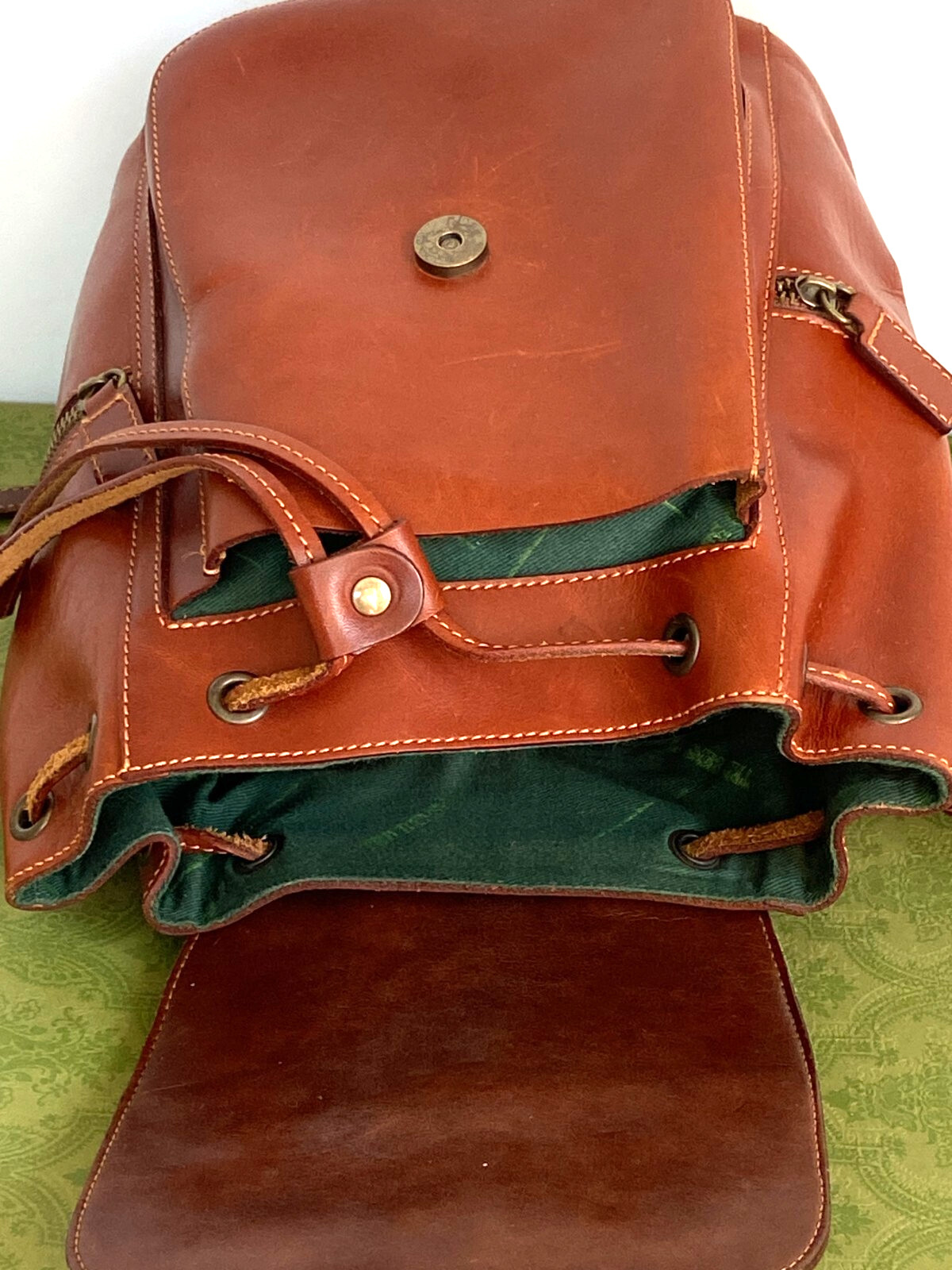 TED BENSON VTG Drawstring Side Pockets Smooth Lea… - image 9