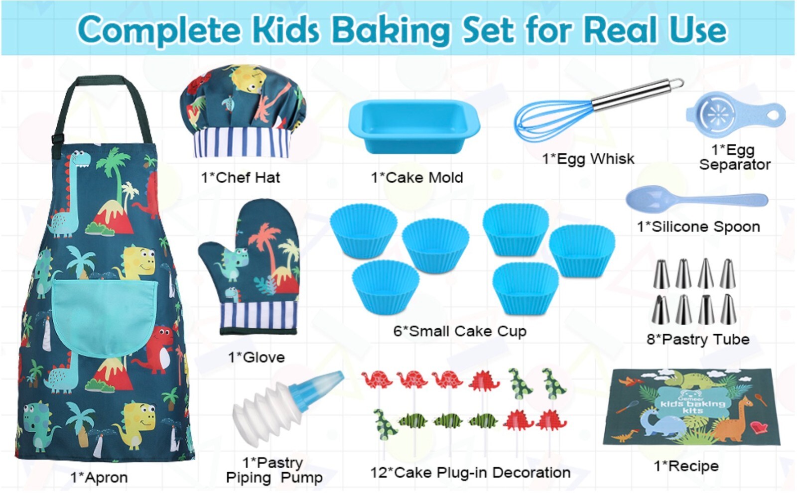 Children’s Cooking & Baking Set 34pcs Includes Bake Kit Apron Fun (Boys