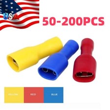 50-200PCS Electrical Wire Crimp Connector Fully Female Insulated Spade Terminals
