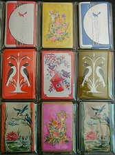 9 Vintage Bird Single Swap Playing Cards-Art Deco PR-1960s Hallmark PR-Birdhouse