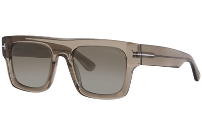 Tom Ford Fausto TF711 47Q Sunglasses Men's Shiny Oyster/Brown Gradient 53mm