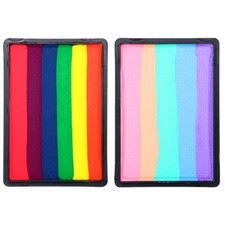 Rainbow One Stroke Split Cakes Face Paints 40g 2 Glow UV For Kids face Paint Kit