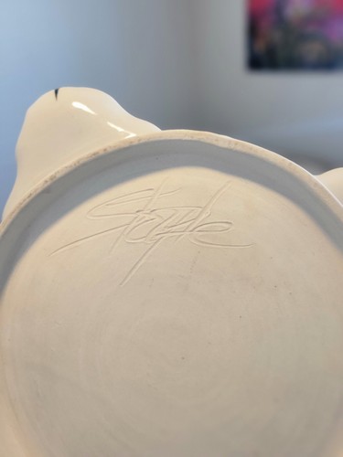 Abstrakte Kunst Teller signiert Sammler Unikat türkis lavendelgelb Farbtöne - Bild 4 von 10