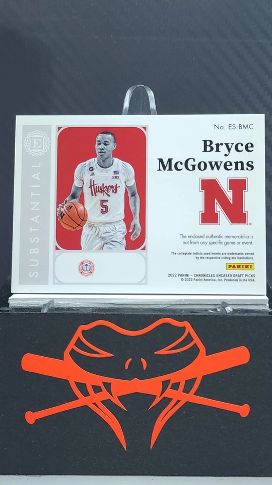 Bryce McGowens - 2022 Encased Draft Picks SUBSTANTIAL SWATCHES - Nebraska RC - Image 2 of 2